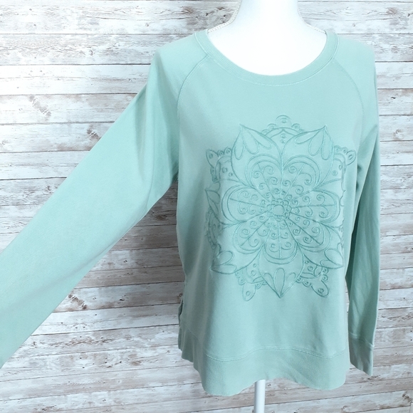 Style & Co Sweatshirt Mint Green Medallion J - Picture 2 of 6